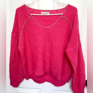 Pink knitted Anthropologie sweater
